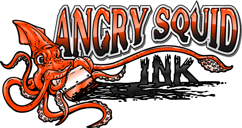 angry squid. custom screen printing renton.